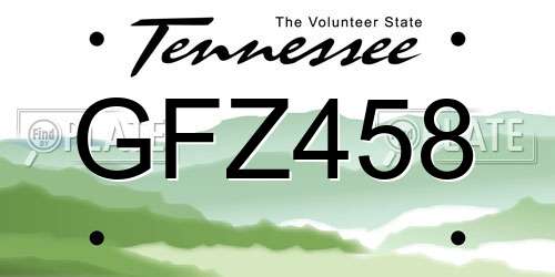GFZ458 Tennessee License Plate