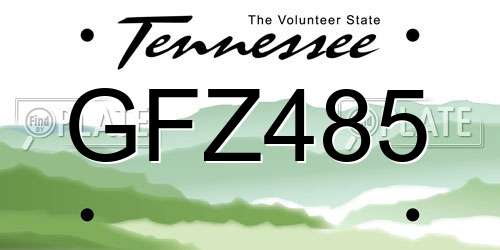 GFZ485 Tennessee License Plate