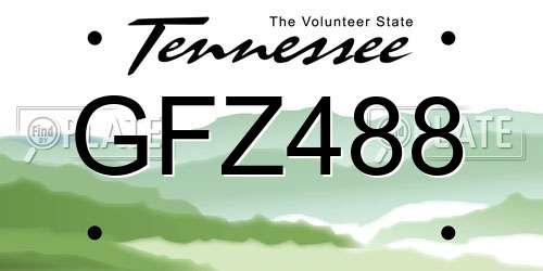 GFZ488 Tennessee License Plate