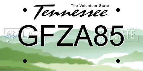 GFZA85 Tennessee License Plate
