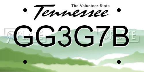 GG3G7B Tennessee License Plate