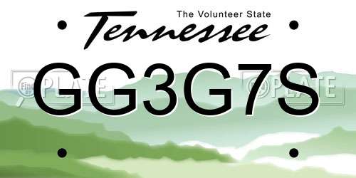 GG3G7S Tennessee License Plate