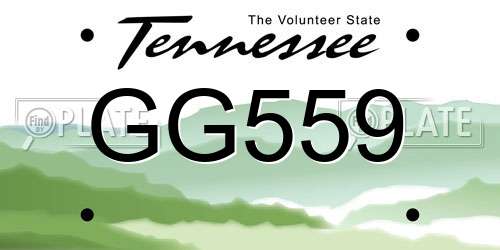 GG559 Tennessee License Plate