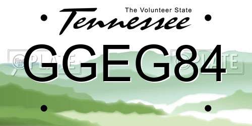 GGEG84 Tennessee License Plate