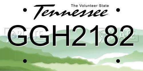 GGH2182 Tennessee License Plate