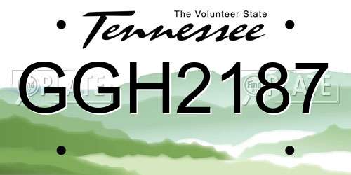 GGH2187 Tennessee License Plate