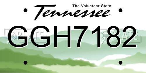 GGH7182 Tennessee License Plate