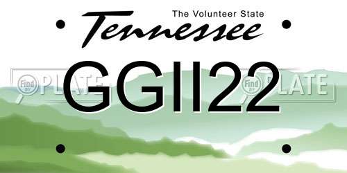 GGII22 Tennessee License Plate