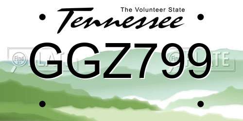 GGZ799 Tennessee License Plate