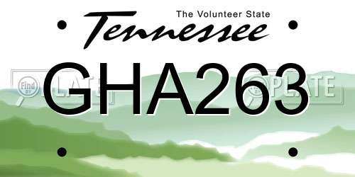 GHA263 Tennessee License Plate