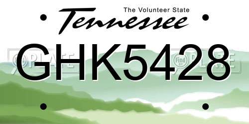 GHK5428 Tennessee License Plate