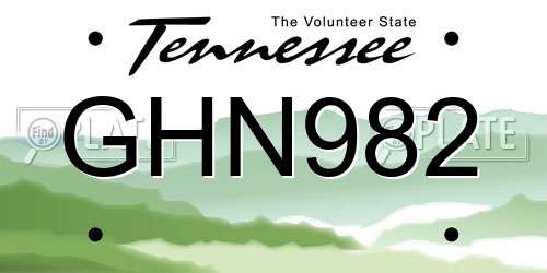 GHN982 Tennessee License Plate