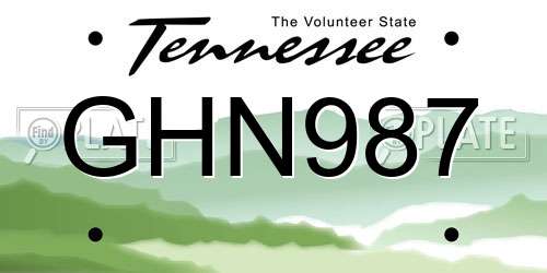 GHN987 Tennessee License Plate