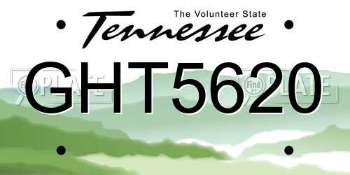 GHT5620 Tennessee License Plate