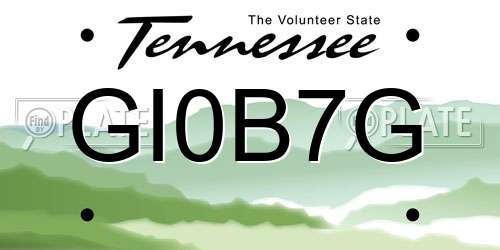 GI0B7G Tennessee License Plate