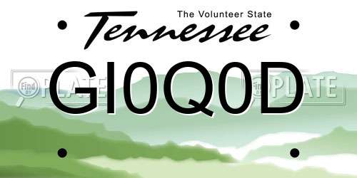 GI0Q0D Tennessee License Plate