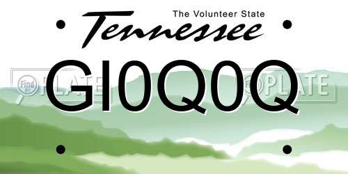 GI0Q0Q Tennessee License Plate