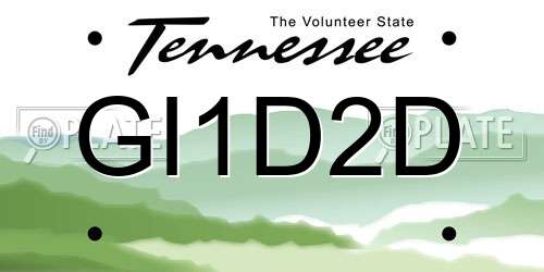 GI1D2D Tennessee License Plate