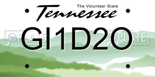 GI1D2O Tennessee License Plate