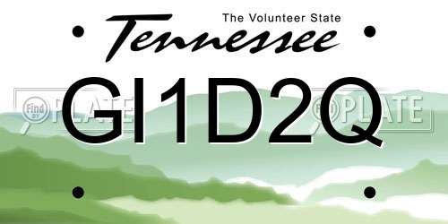 GI1D2Q Tennessee License Plate