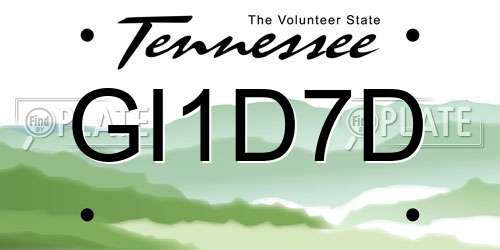 GI1D7D Tennessee License Plate