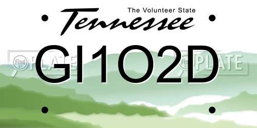 GI1O2D Tennessee License Plate