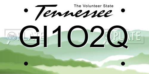 GI1O2Q Tennessee License Plate
