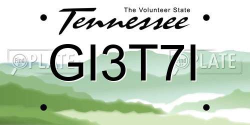 GI3T7I Tennessee License Plate