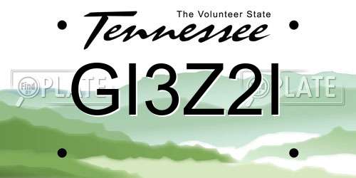 GI3Z2I Tennessee License Plate