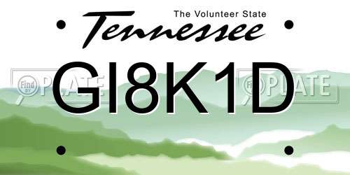 GI8K1D Tennessee License Plate