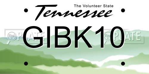 GIBK10 Tennessee License Plate