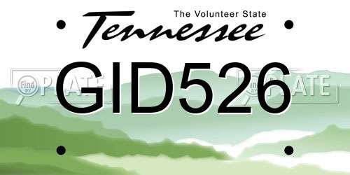GID526 Tennessee License Plate