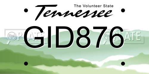 GID876 Tennessee License Plate
