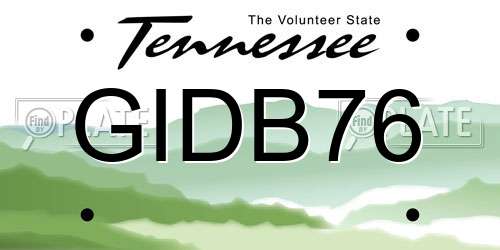 GIDB76 Tennessee License Plate