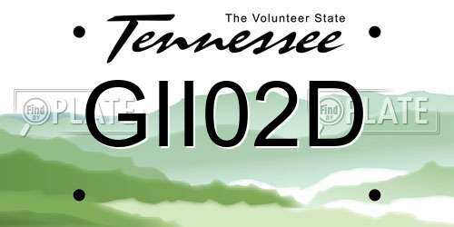GII02D Tennessee License Plate