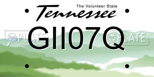 GII07Q Tennessee License Plate