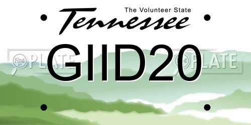 GIID20 Tennessee License Plate