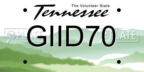 GIID70 Tennessee License Plate