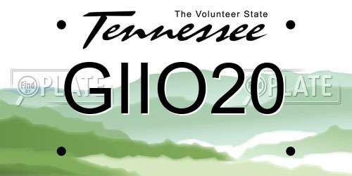 GIIO20 Tennessee License Plate