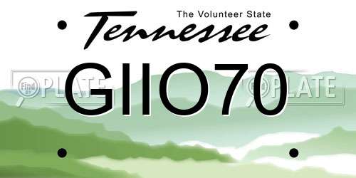GIIO70 Tennessee License Plate