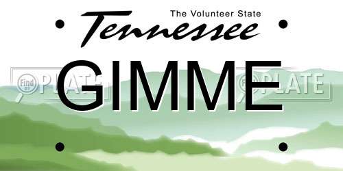 GIMME Tennessee License Plate