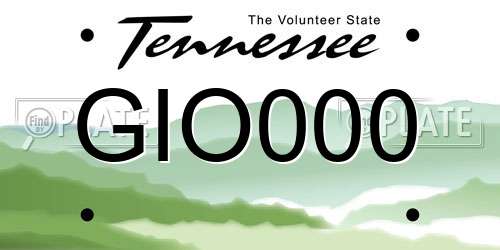 GIO000 Tennessee License Plate