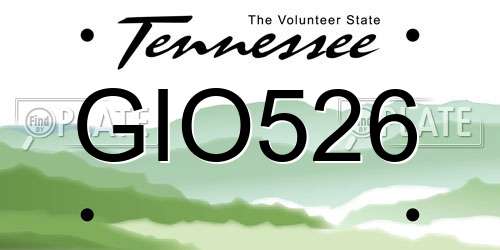 GIO526 Tennessee License Plate