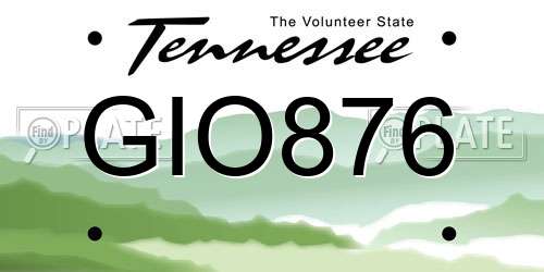 GIO876 Tennessee License Plate