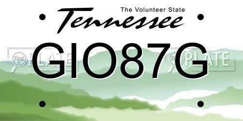 GIO87G Tennessee License Plate