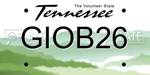 GIOB26 Tennessee License Plate