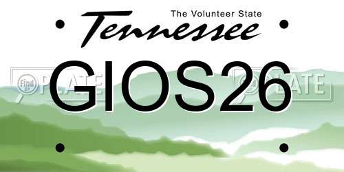 GIOS26 Tennessee License Plate