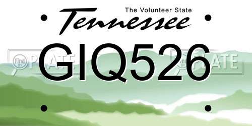 GIQ526 Tennessee License Plate