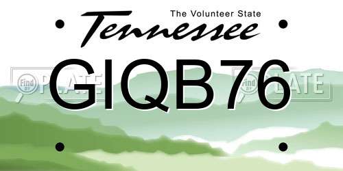 GIQB76 Tennessee License Plate