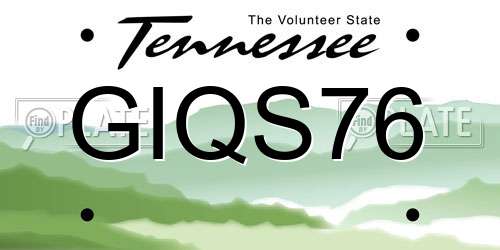 GIQS76 Tennessee License Plate